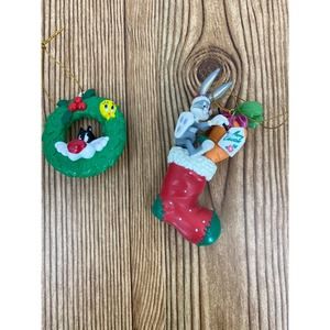 Vintage Loony Tunes Christmas Ornaments Bugs Bunny Sylvester Tweety 1998 Warner